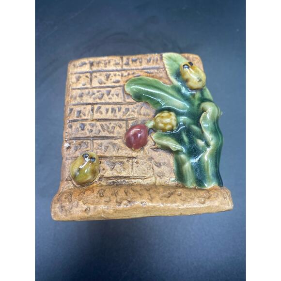 Small Square majolica Planter two cute frog  and plant on wall 
Succulent - Picture 6 of 8